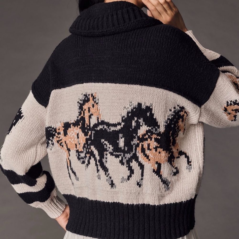 Pilcro Horse Graphic Cardigan Sweater - Picture 2 of 9